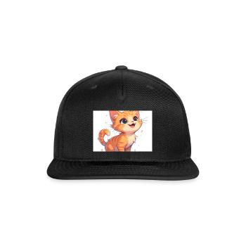 Joyful Orange Tabby Kitten - Snapback Baseball Cap - black - Front