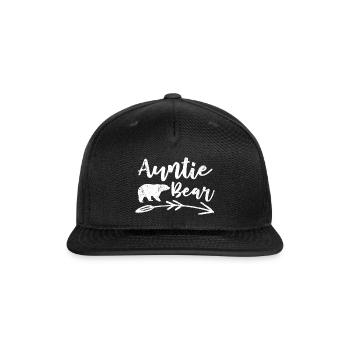 Auntie Bear Aunt Life Camping Camper Campfire - Snapback Baseball Cap - black - Front