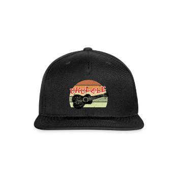 Retro Sunset Ukulele Distressed Drawing - Snapback Baseball Cap - black - Front