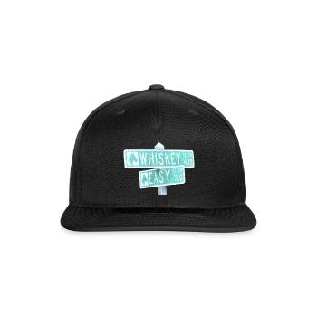 Whiskey Rd and  Easy St Signpost Art - Snapback Baseball Cap - black - Front
