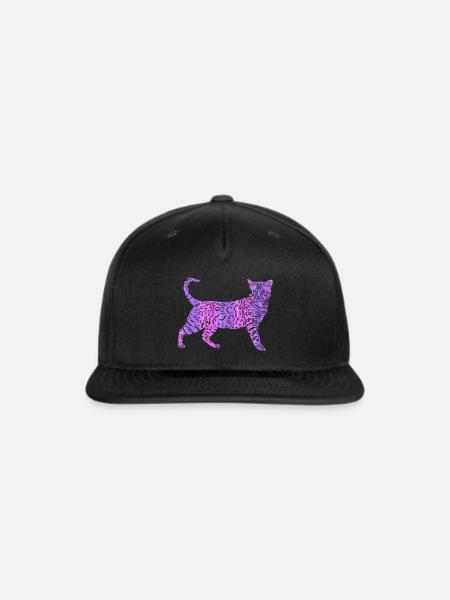 cat transparent lilac stripes - Snapback Baseball Cap - black