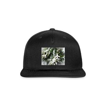 Snowy Pine Branches - Snapback Baseball Cap - black - Front