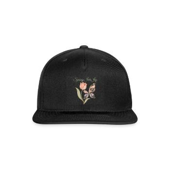 Spring Into Joy Tulip Butterfly - Snapback Baseball Cap - black - Front