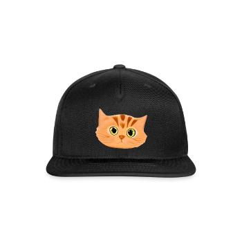 Cute Orange Cat Face - Snapback Baseball Cap - black - Front
