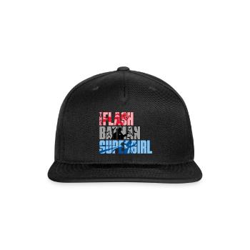 The Flash Lettering With Batman And Supergirl - Snapback Baseball Cap - black - Front