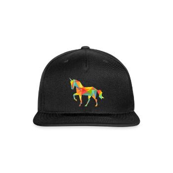 Geometric Unicorn illustration - Snapback Baseball Cap - black - Front