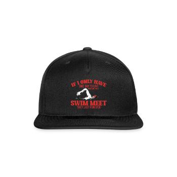 Swimming Competition Funny Novelty Tshirt - Snapback Baseball Cap - black - Front
