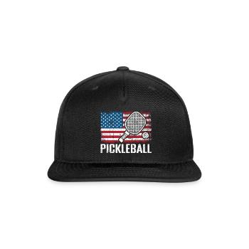 US Flag Pickleball - Snapback Baseball Cap - black - Front