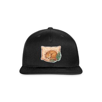 Cozy Nap Orange Cat on Pillow - Snapback Baseball Cap - black - Front