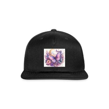 Moonlit_Lavender_Butterfly - Snapback Baseball Cap - black - Front