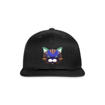 Colorful Cat Face - Snapback Baseball Cap - black - Front