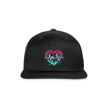 Broken heart with a pulse line - Snapback Baseball Cap - black - Front