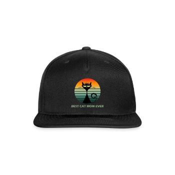 Best cat mom ever Pets cute Funny lovely cat - Snapback Baseball Cap - black - Front