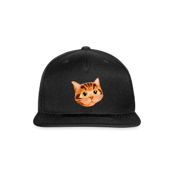 Cute Tabby Cat Face - Snapback Baseball Cap - black - Front