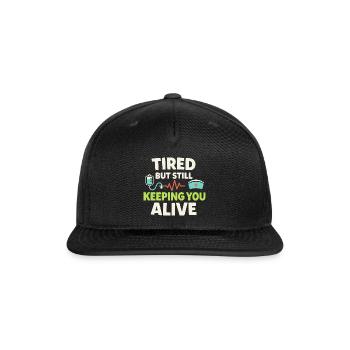 Night Shift Nurse Tired Nurse RN Coffee Surviving - Snapback Baseball Cap - black - Front