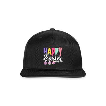 Cute Happy Easter Bunny Egg Hunt Squad - Snapback Baseball Cap - black - Front