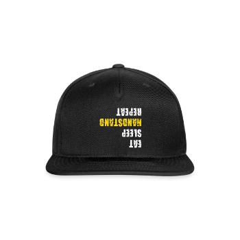 Restart in Bold Distressed Yellow - Snapback Baseball Cap - black - Front