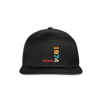 Vintage 1974 - Birthday - Snapback Baseball Cap - black - Front