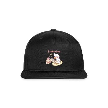 Cute Duck with Laptop, Books and Coffee - Snapback Baseball Cap - black - Front