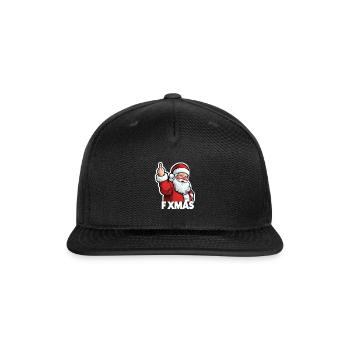 F XMAS santa middle finger fuck christmas funny  - Snapback Baseball Cap - black - Front