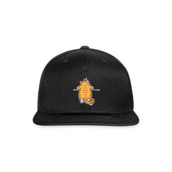 Exhausted Orange Cat Hangs On - Snapback Baseball Cap - black - Front