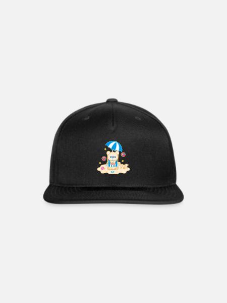 Beach Bear Lounge Under Umbrella - Snapback Baseball Cap - black