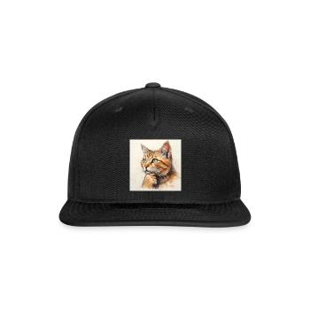 Thinking Tabby Portrait Sketch - Snapback Baseball Cap - black - Front