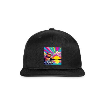 Neon Sunset Guinea Pig - Snapback Baseball Cap - black - Front