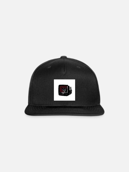 Cat Portrait on Retro TV Screen - Snapback Baseball Cap - black