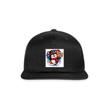 Happy New Year Penguin Celebration - Snapback Baseball Cap - black - Front