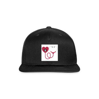 Cute Stethoscope Nurse Life Heart - Snapback Baseball Cap - black - Front