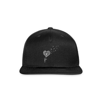 Dandelion Heart with Flying Seeds  - Snapback Baseball Cap - black - Front