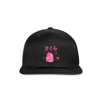 Kawaii Cherry Blossom Teabag - Snapback Baseball Cap - black - Front