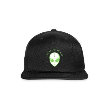 Amuse Me Human (with Space Alien Face) - Snapback Baseball Cap - black - Front