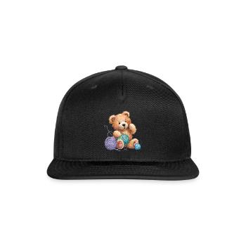 Teddy Bear With Yarn - Snapback Baseball Cap - black - Front