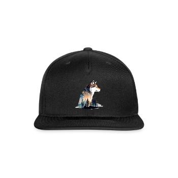 Wolf Pine Trees - Snapback Baseball Cap - black - Front