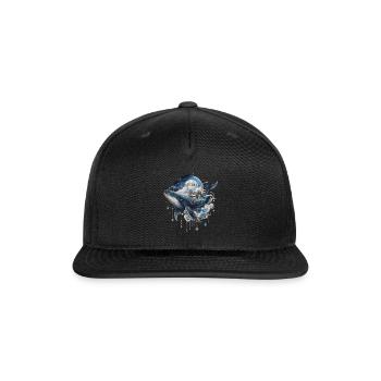 Celestial Dream Whale Fantasy Ocean Art - Snapback Baseball Cap - black - Front
