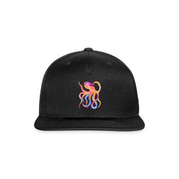 Octopus Colorful Tentacles Giant Squid Kraken Sea - Snapback Baseball Cap - black - Front
