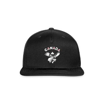 Canadian Moose with Maple Leaf Emblem - Snapback Baseball Cap - black - Front