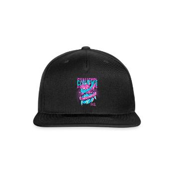 Neon Space Cat Cyber Helmet - Snapback Baseball Cap - black - Front