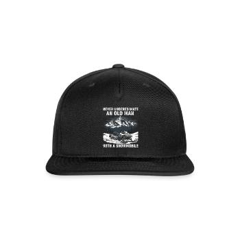 Old Man Snowmobile Adventure - Snapback Baseball Cap - black - Front