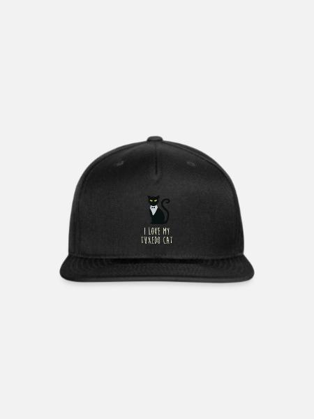 I Love My Tuxedo Cat - Snapback Baseball Cap - black