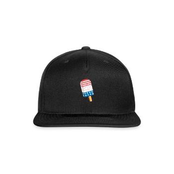 4th of July Popsicle Red White and Blue Summer - Snapback Baseball Cap - black - Front
