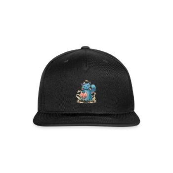Mystic Blue Cat Magic Book Wizard Fantasy Art - Snapback Baseball Cap - black - Front