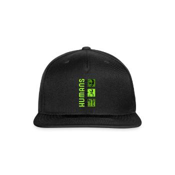 Alien Shirt, Humans Aren't Real Funny Alien Face - Snapback Baseball Cap - black - Front