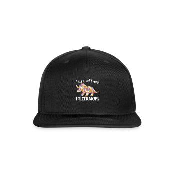 This Girl Loves Triceratops Dinosaur Prehistoric - Snapback Baseball Cap - black - Front