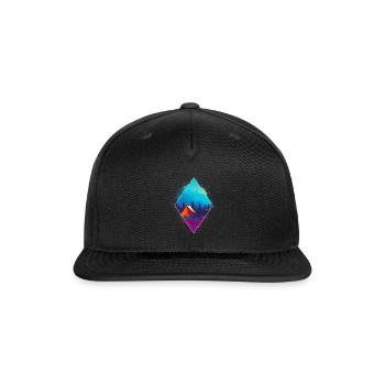 Sunset Pine Tree Women Camping tee Retro Sun Print - Snapback Baseball Cap - black - Front
