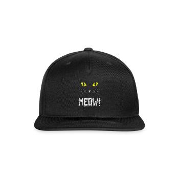 Meow Vintage Halloween Cat Face - Snapback Baseball Cap - black - Front