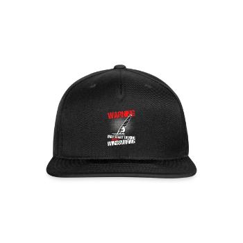 Windsurfing Surfboard Kite Gift for Windsurfer - Snapback Baseball Cap - black - Front