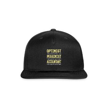Optimist Pessimist Accountant Glass - Snapback Baseball Cap - black - Front